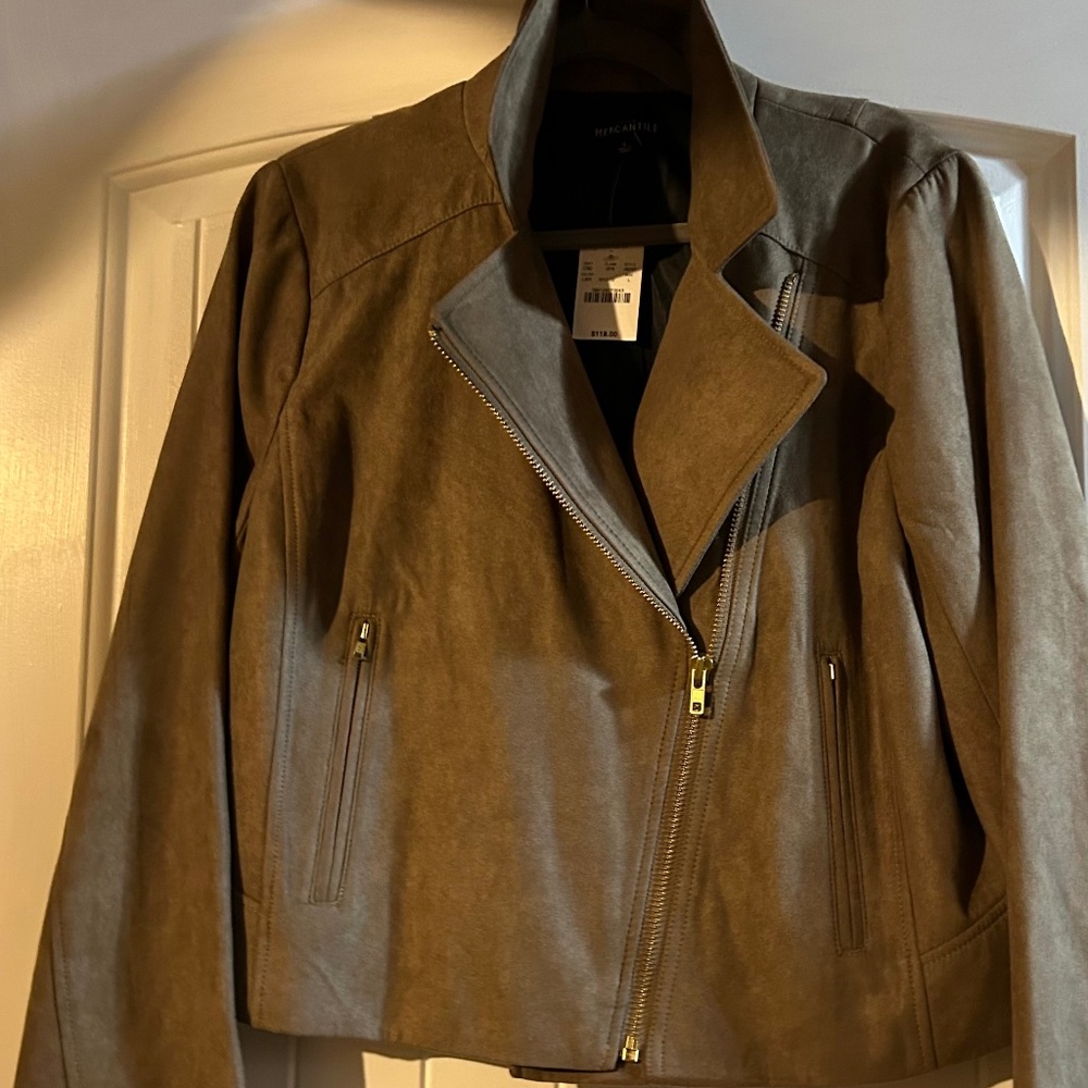 NWT Large Mercantile J Crew Faux Suede Bomber Jacket